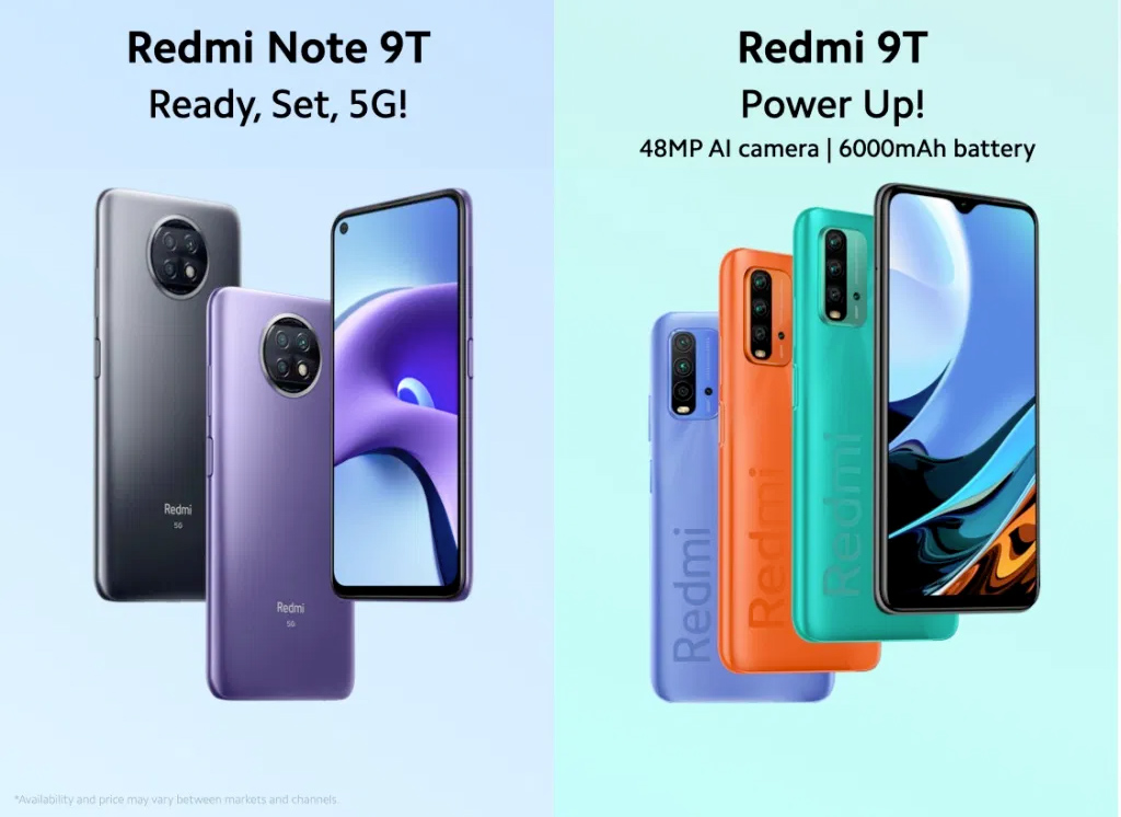 Smartphones Xiaomi 2021 Redmi Note 9T 5G e Redmi 9T