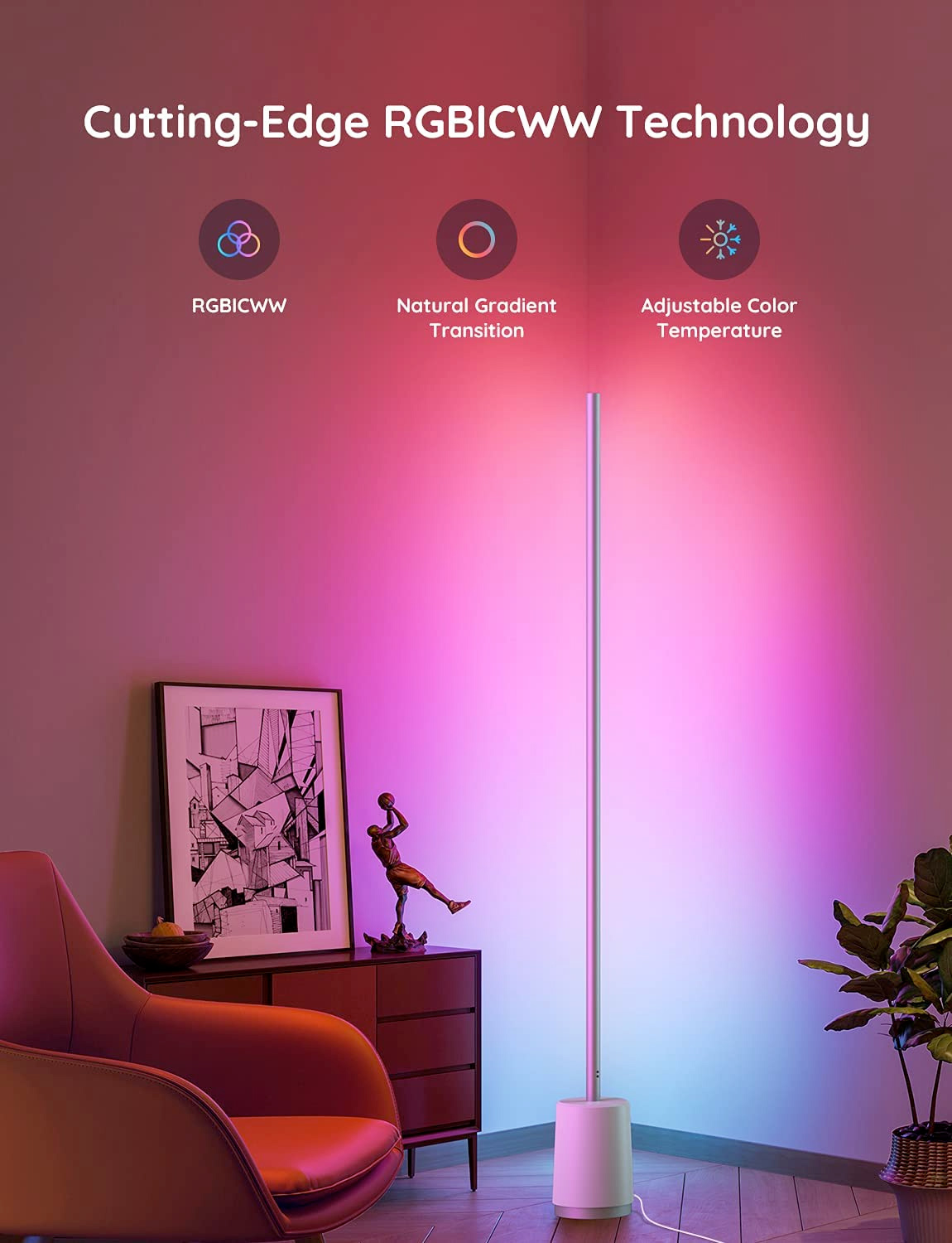 Luminária de Pé Inteligente Govee Lyra RGBIC com Design Diferente