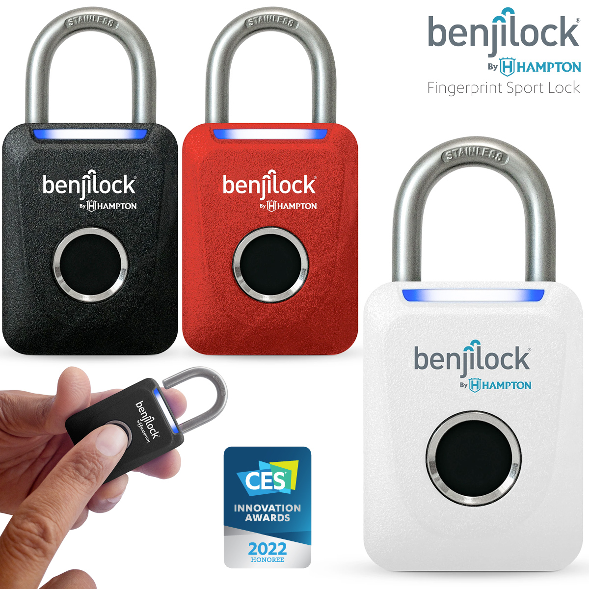 Cadeado Eletrônico BenjiLock Fingerprint Sport com leitor de impressões digitais