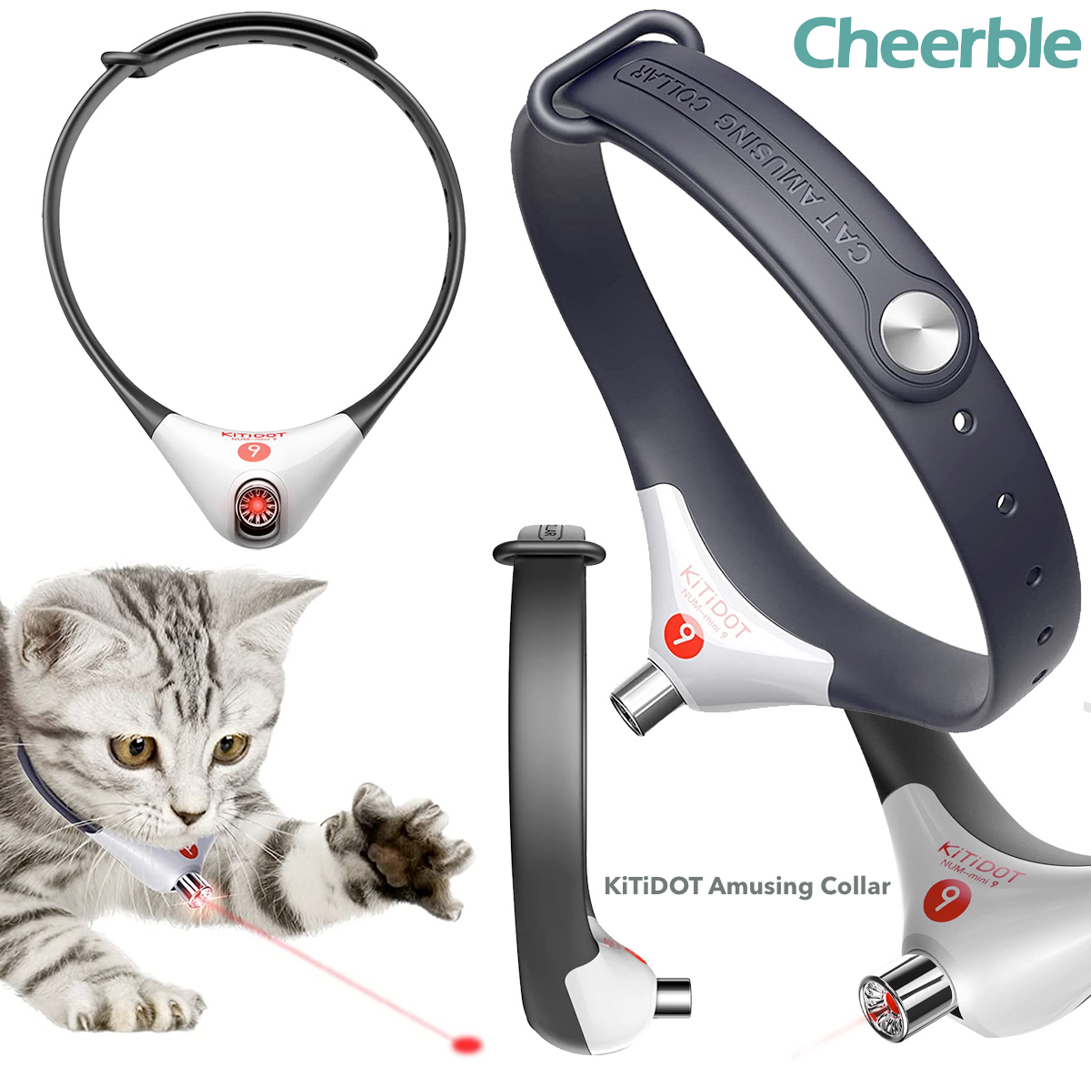 Coleira para gatos KiTiDOT com ponteiro laser integrado