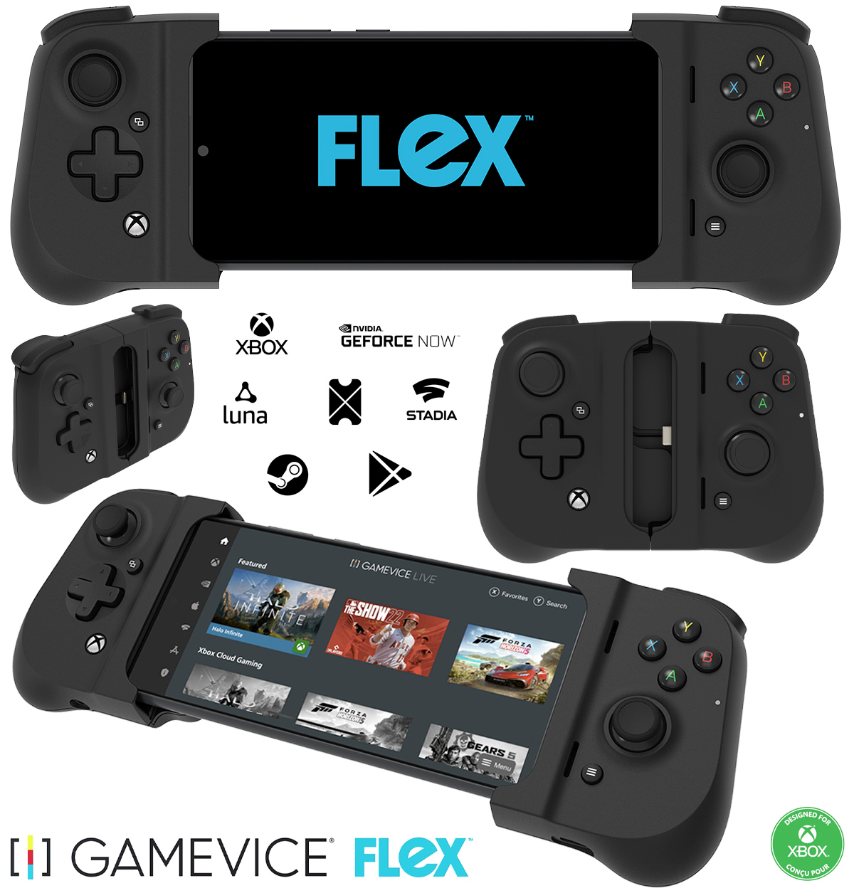 Controle Gamevice Flex Xbox para smartphones com capas