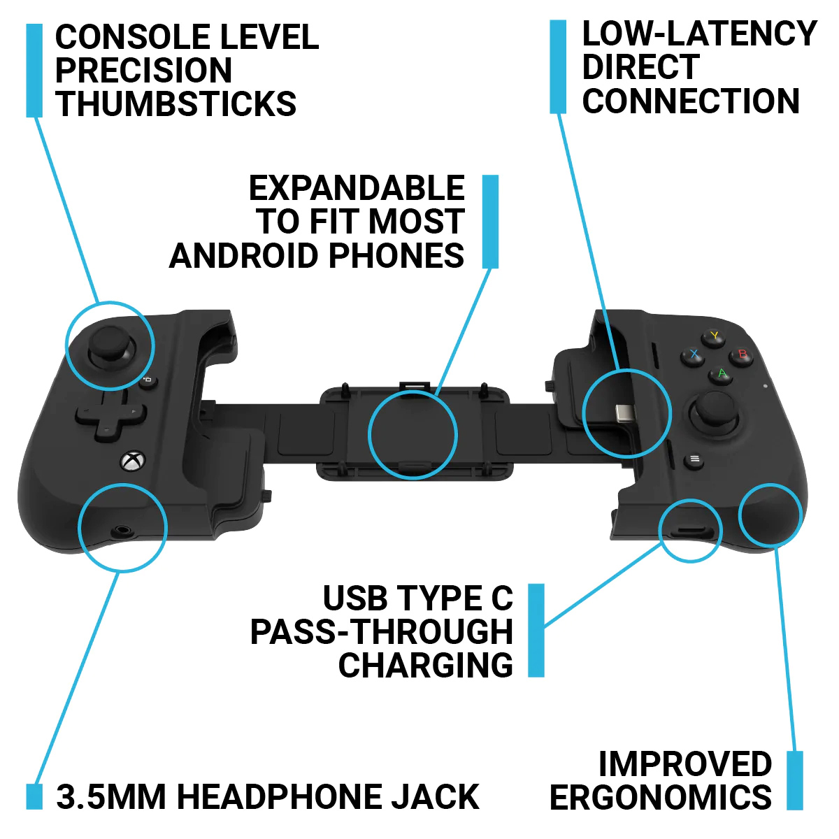 Controle Gamevice Flex Xbox para smartphones com capas