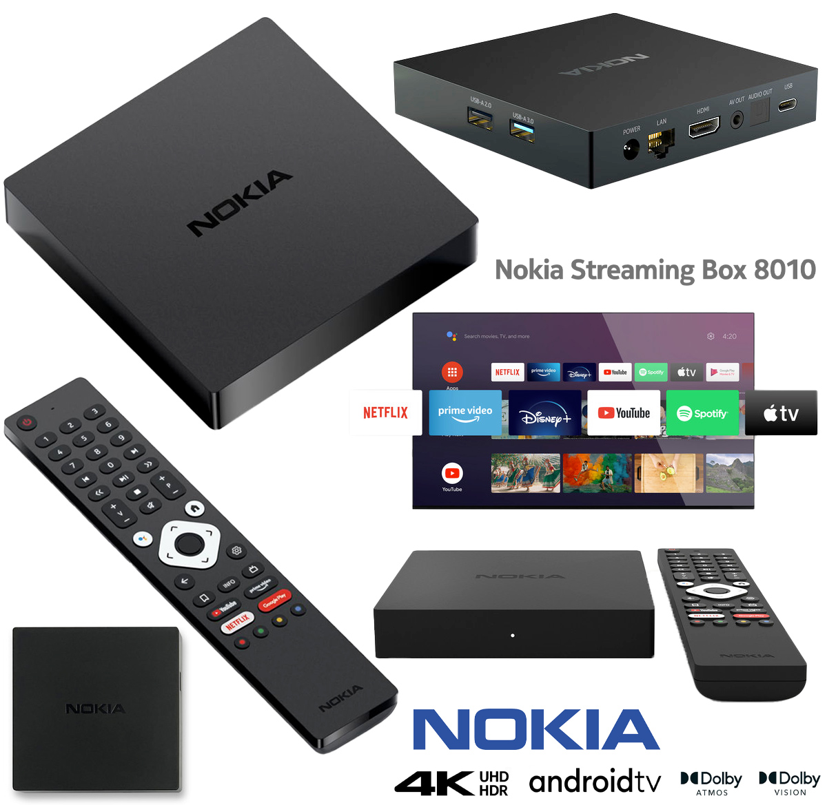 Nokia Streaming Box 8010  Nova Box com Android TV 11 e Controle Remoto com  microfone integrado. 