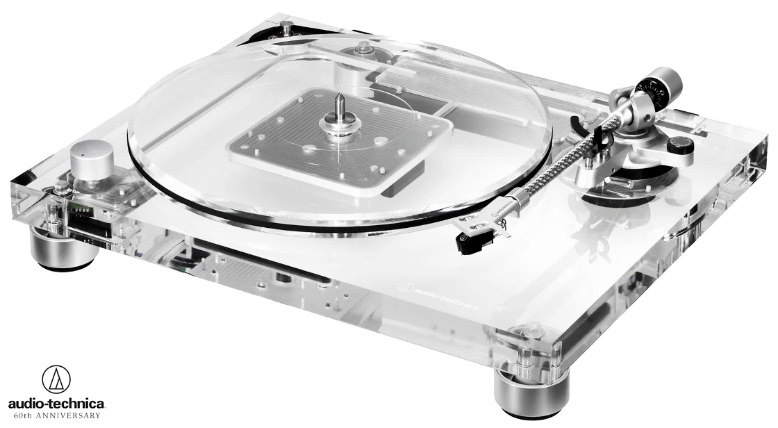 Toca-Discos Audio Technica AT LP2022 com chassis transparente e áudio cristalino