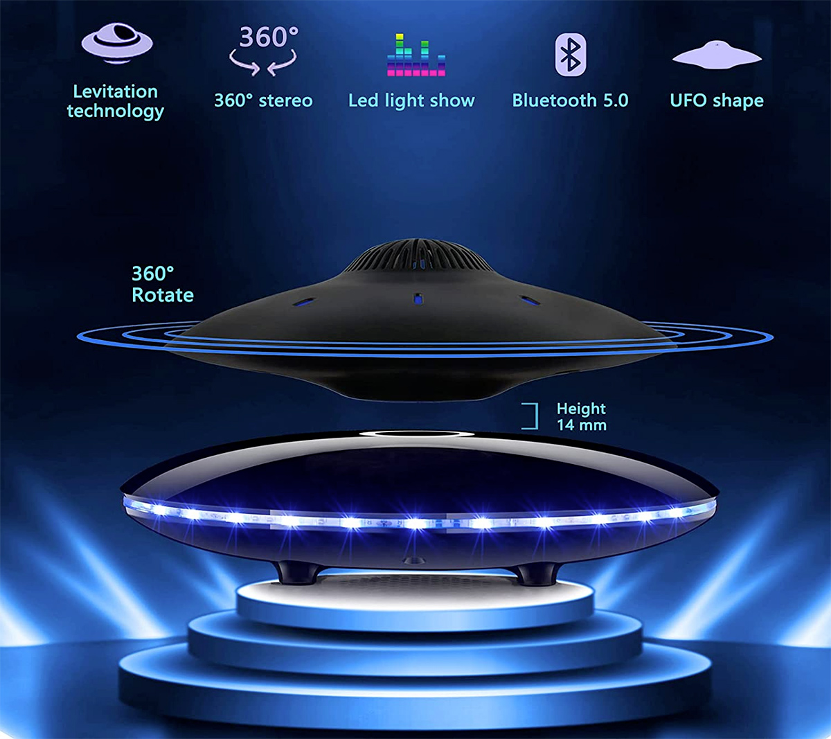 Caixa de som flutuante UFO Anti-Gravity Magnetic Levitating Bluetooth Speaker
