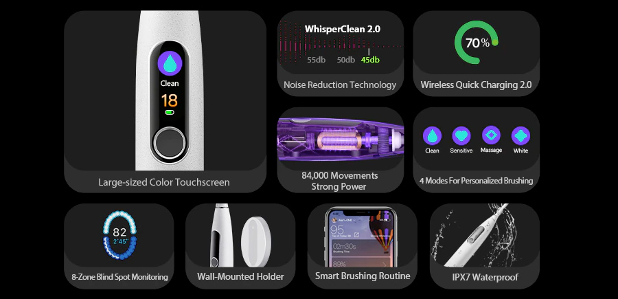 Escova de dente inteligente Oclean X Pro Elite Smart com tela colorida