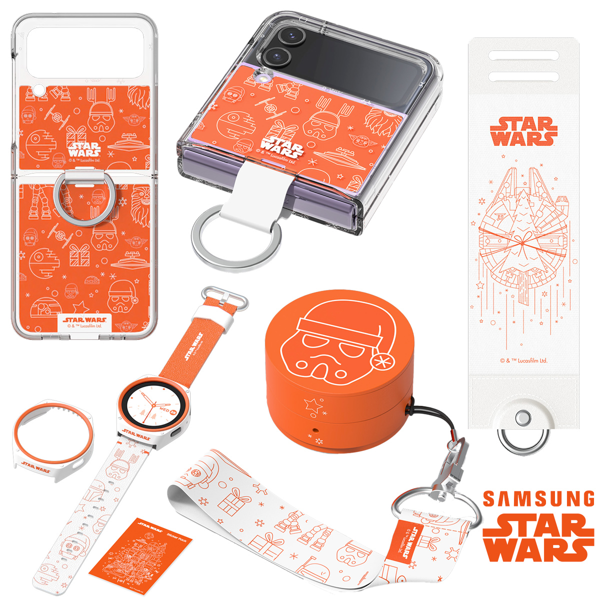 Acessórios de Natal Samsung Star Wars para Galaxy Z Flip 4, Buds e Watch