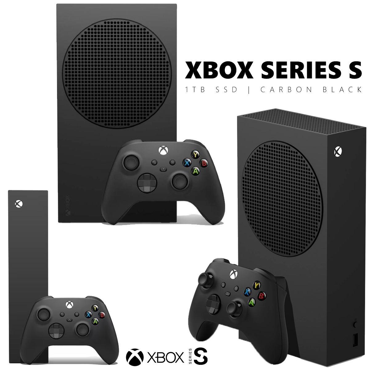 Xbox Series S Carbon Black em preto fosco com 1TB