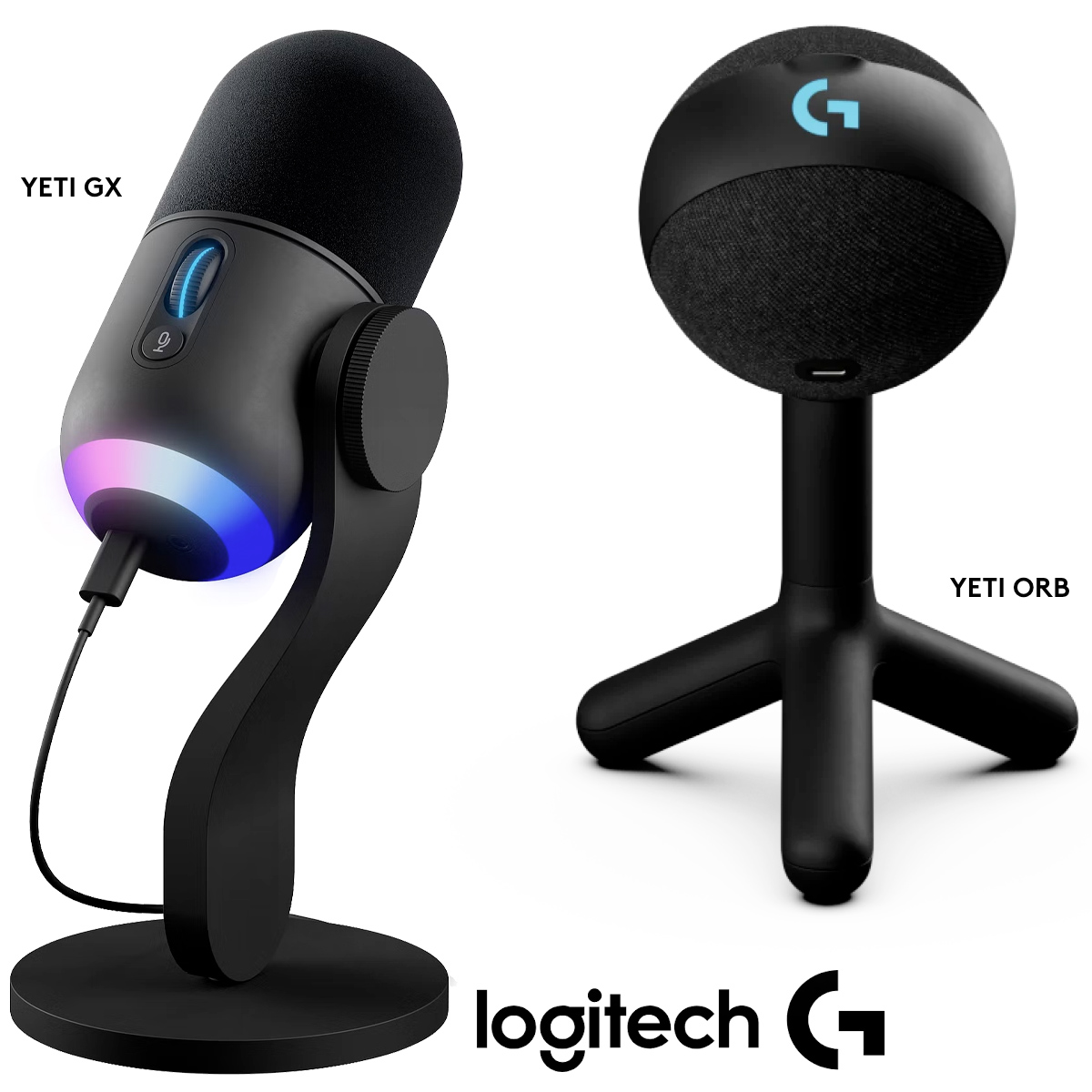 Microfones RGB Logitech G Yeti GX e Yeti Orb