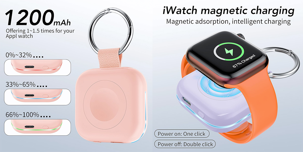 Chaveiro Huoto Magnetic Charger mini power bank para Apple Watch