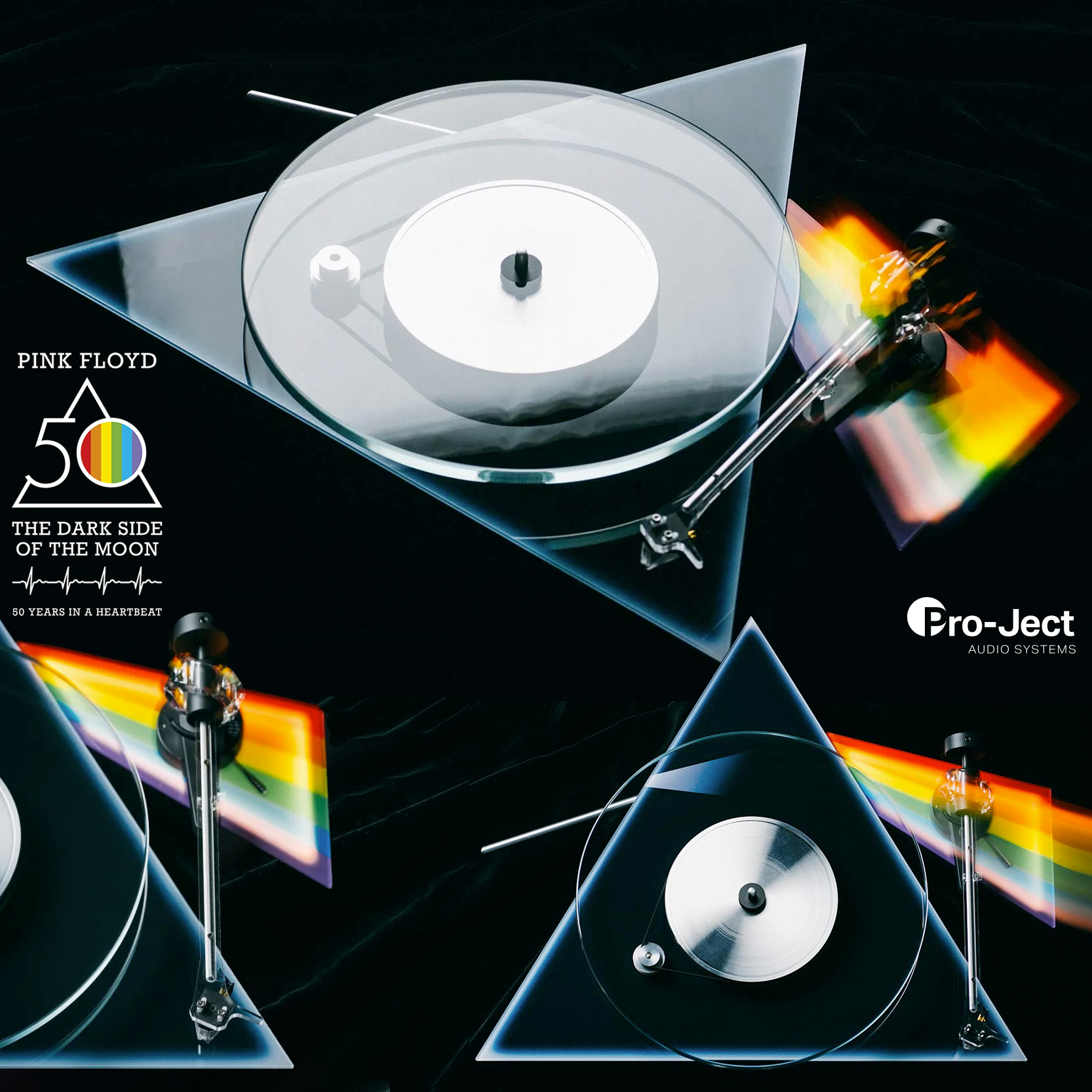 Toca-discos The Dark Side of the Moon 50 Anos - Pink Floyd Pro-Ject Turntable