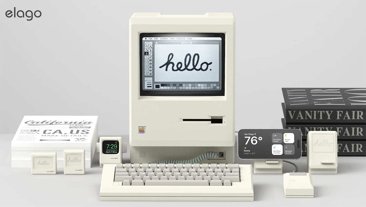 Base Elago MagSafe MS M4 na forma do icônico Macintosh de 1984