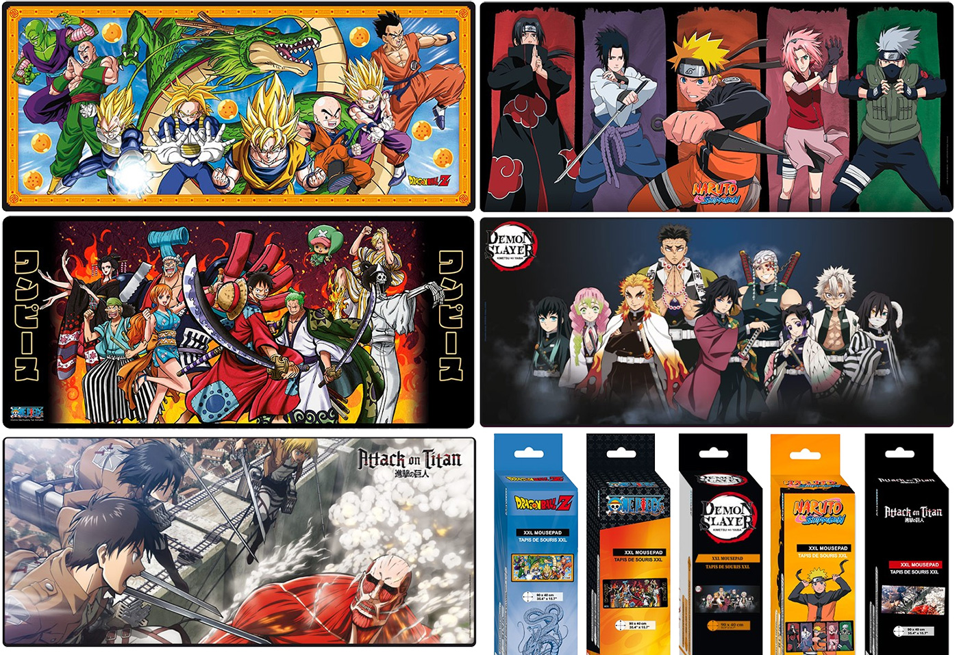 Mousepads Anime XXL: Dragon Ball, One Piece, Demon Slayer, Attack of Titans e Naruto