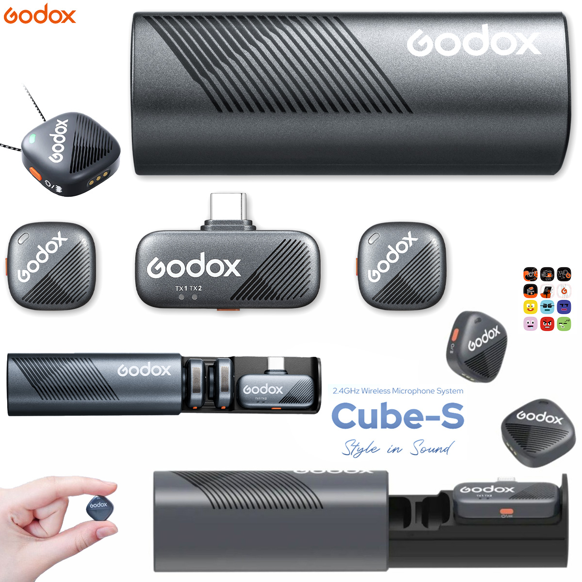 Microfone Godox Cube-S 2.4GHz Wireless Microphone System