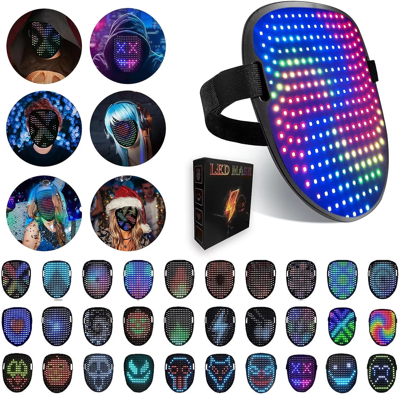 Máscara de Halloween Megoo LED Bluetooth Face Mask