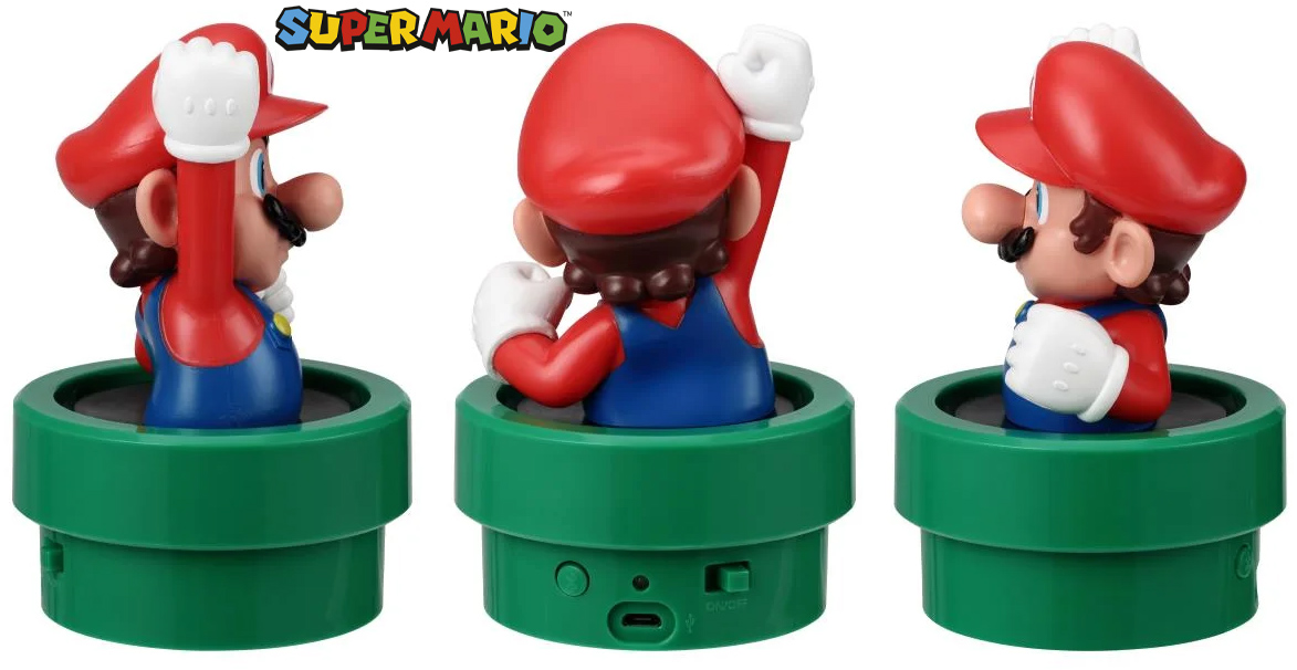 Caixa de som Super Mario Bluetooth dentro de um cano verde