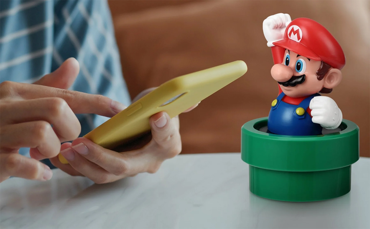 Caixa de som Super Mario Bluetooth dentro de um cano verde