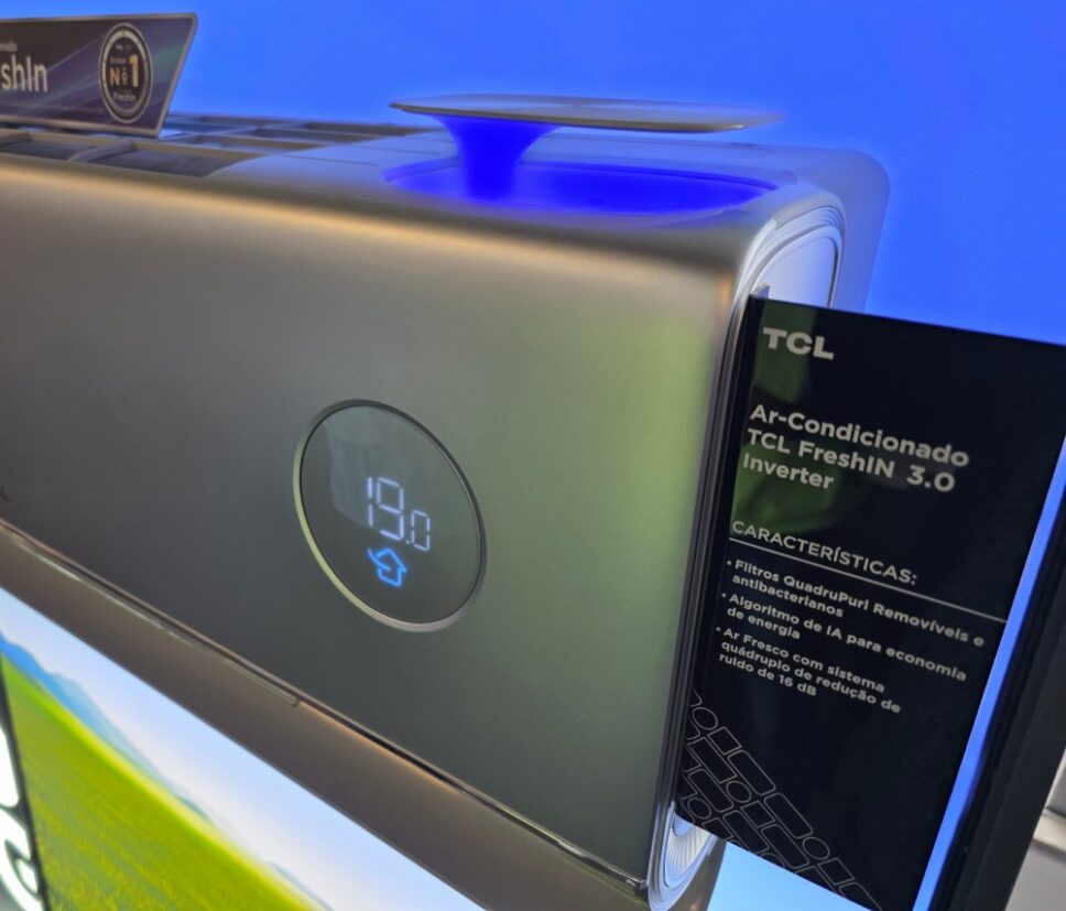 Tela do ar-condicionado FreshIN 3.0 mostra a qualidade de ar