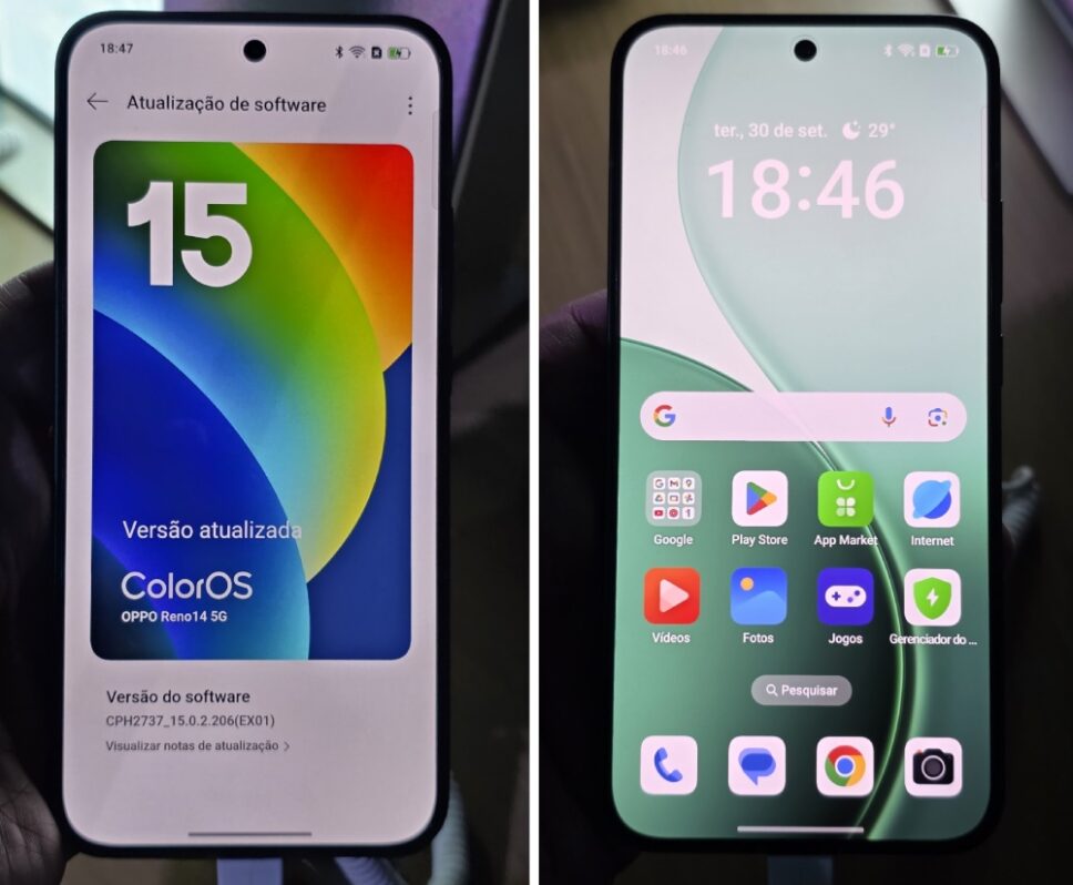 Tela do Oppo Reno 14