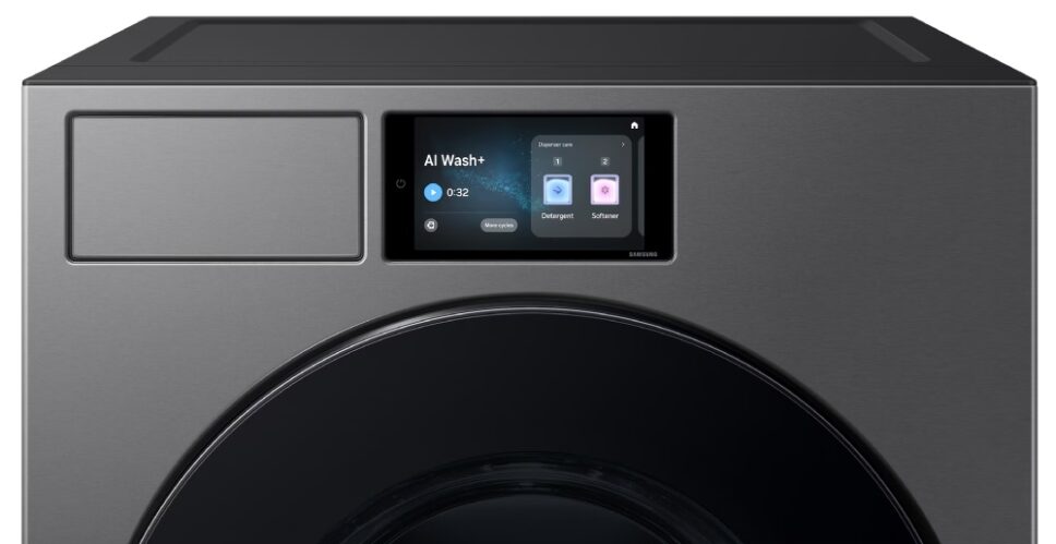 Tela de 7 polegadas da lavadora Bespoke AI Laundry WF90F