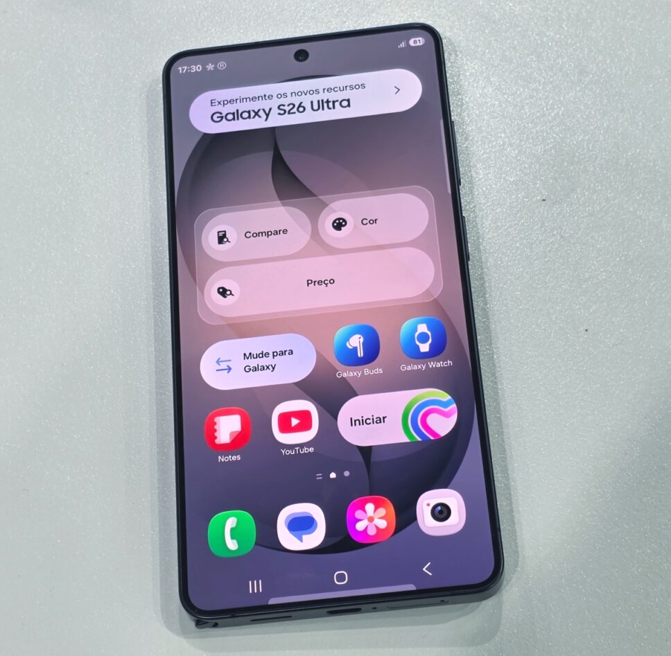 Tela do Galaxy S26 Ultra tem recurso de privacidade