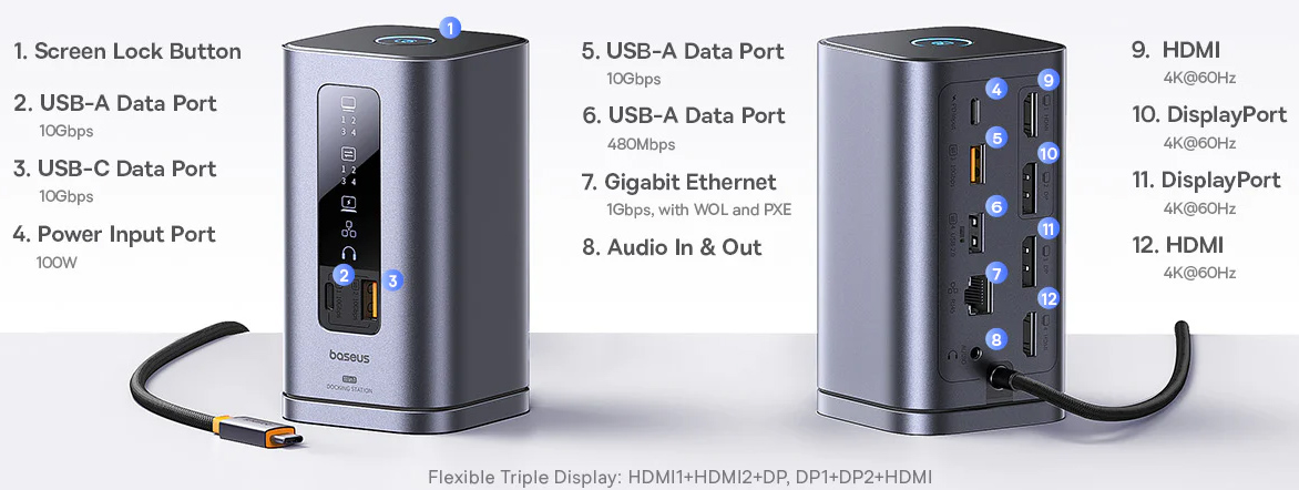 Estação Baseus Spacemate RD1 Docking Station com 11 portas