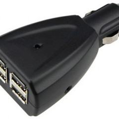 Recarregue 4 Gadgets USB no Isqueiro do Carro