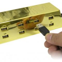 Um Hub USB Estilo Barra de Ouro