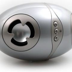 Player com Caixas de Som em Formato de Ovo