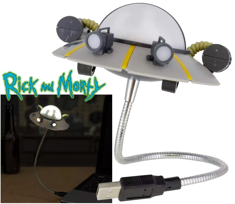 Luminária USB Disco Voador Space Cruiser da Série Rick and Morty miniatura