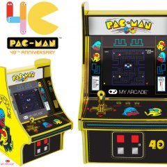 PAC-MAN 40 Anos Mini Arcade Jogável com Detalhes em Ouro