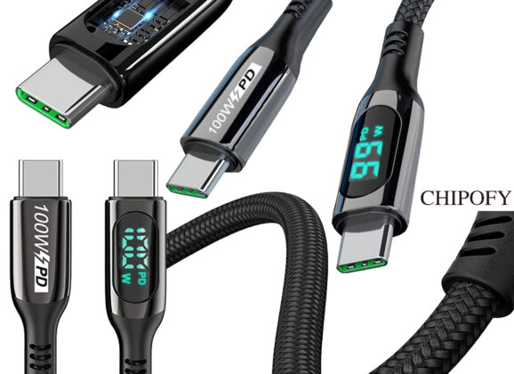 Cabo USB-C com tela e medidor de potência