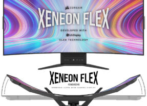 Monitor Corsair Xeneon Flex com tela flexível que fica curva ou plana