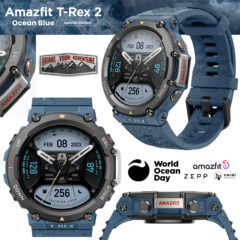 Smartwatch Amazfit T-Rex 2 Ocean Blue edição especial do Dia Mundial dos Oceanos