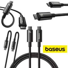 Cabo Baseus USB-C Fast Charging 240W na promoção de natal do AliExpress