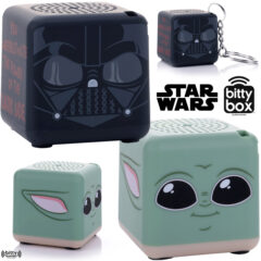 Micro Caixas de Som Star Wars Square Bitty Box com Darth Vader e Grogu