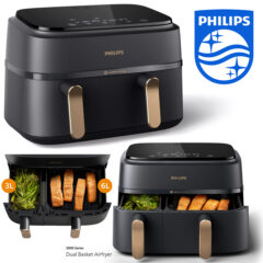 Fritadeira Philips 3000 Series Dual Basket Airfryer com bandejas assimétricas e funções inteligentes