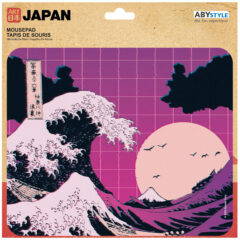 Mousepad A Grande Onda de Kanagawa em estilo Vaporwave (Katsushika Hokusai)