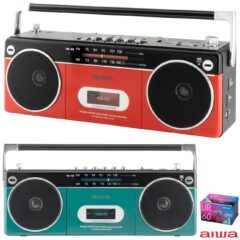 Boombox Aiwa G RCP2 Retro Music Player com fita cassete e Bluetooth