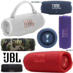 Caixas de Som JBL Flip 7 e JBL Charge 6 com tecnologia AI Sound Boost