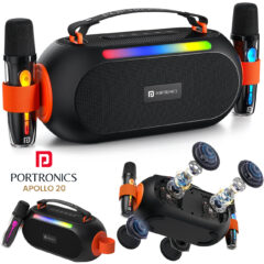 Caixa de som Portronics Apollo 20 Bluetooth Speaker com dois microfones de karaokê