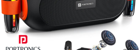 Caixa de som Portronics Apollo 20 Bluetooth Speaker com dois microfones de karaokê