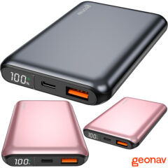 Power Bank Geonav 10.000mAh em cinza espacial ou rosa