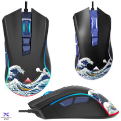 Mouse XVX Gamer decorado com A Grande Onda de Kanagawa